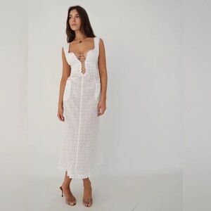 Mirror Palais Pintuck Eyelet Antique Dress